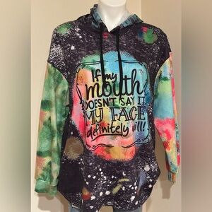 SHEIN  Multi Colorful Outer Space  Galaxy Graphic Hoodie Sweat Shirt Sz 1X